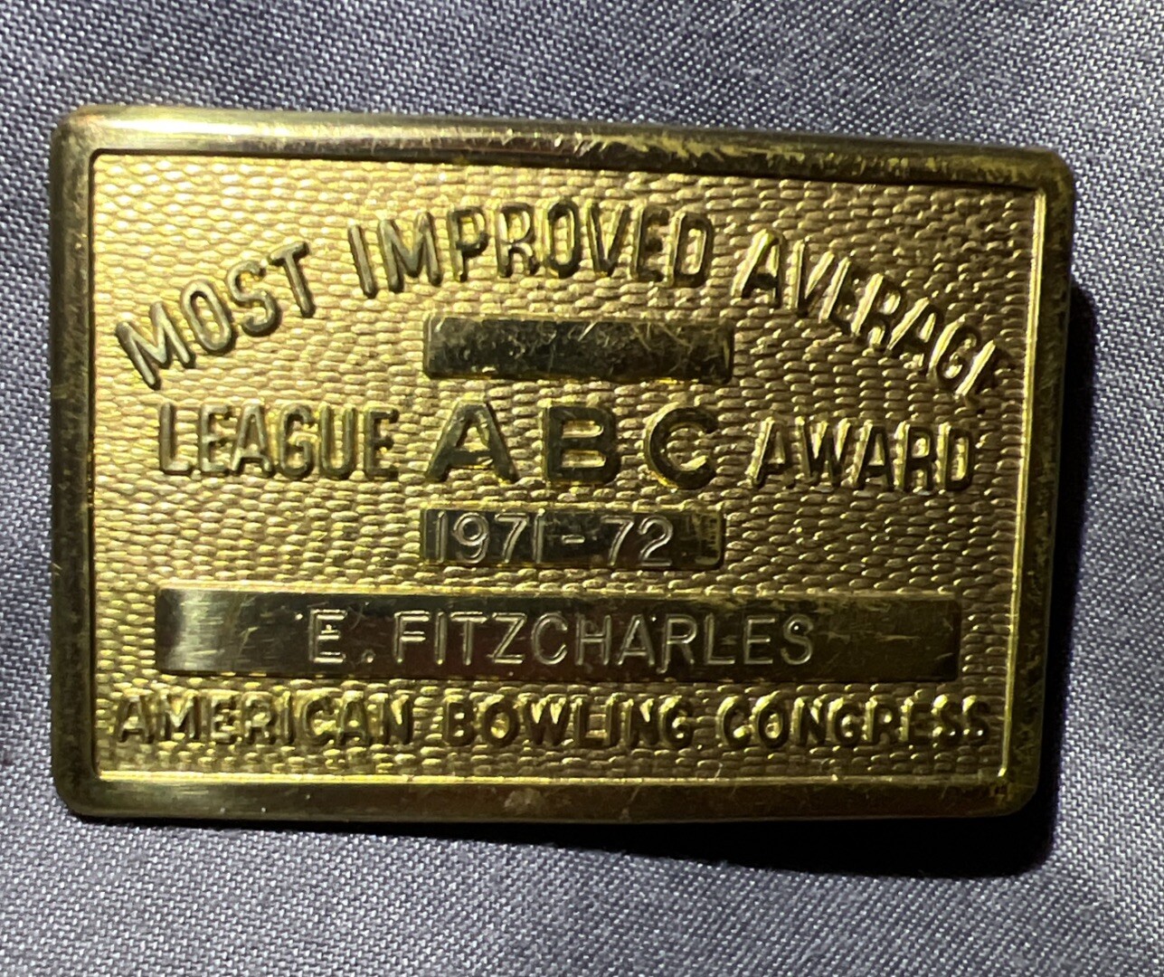 Vintage American Bowling Congress Most Improved Average League Award ABC Buckle