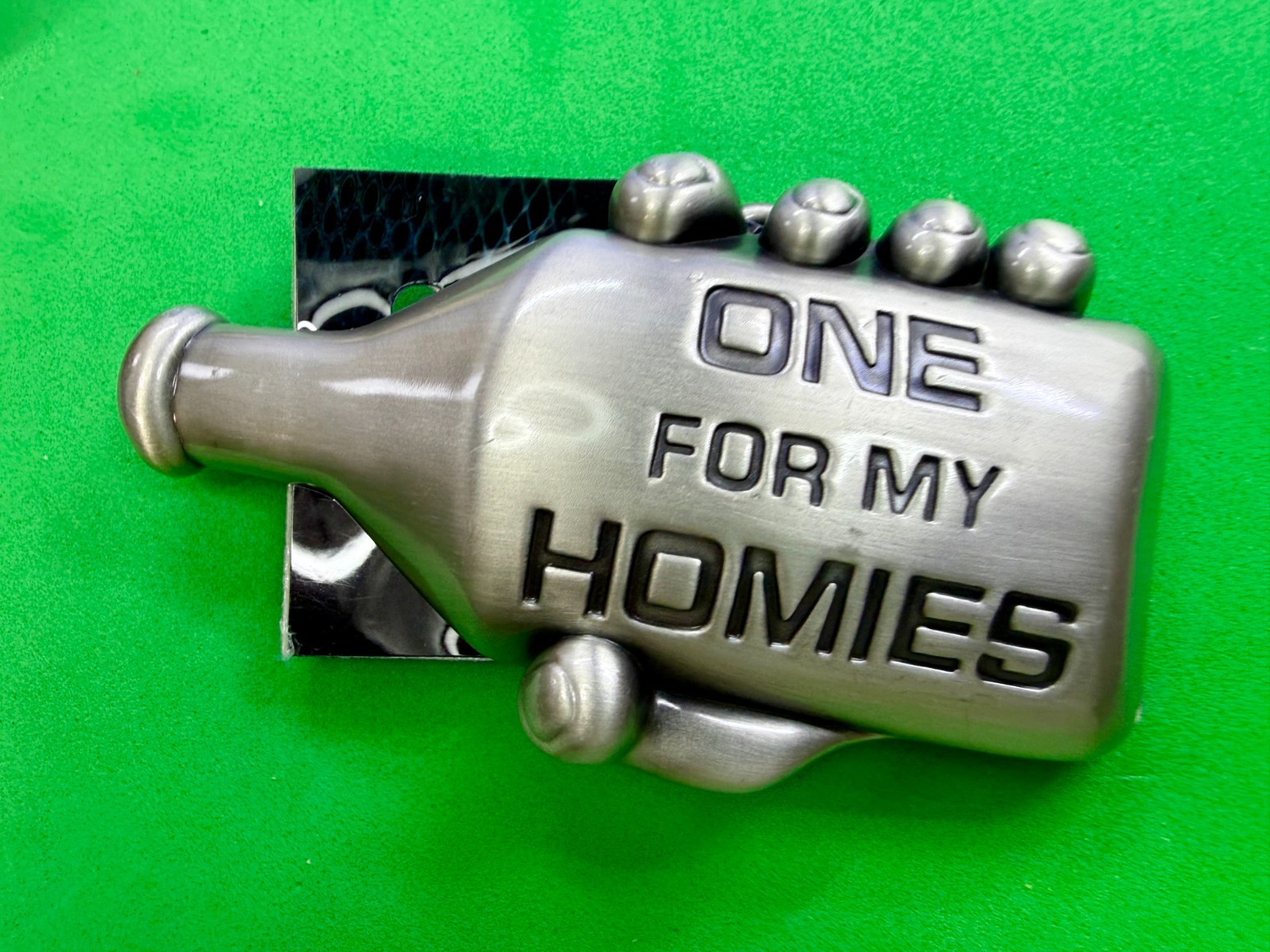 One For My Homies Bottle Novelty Cutout Silver Moon Belt Buckle New With Tags