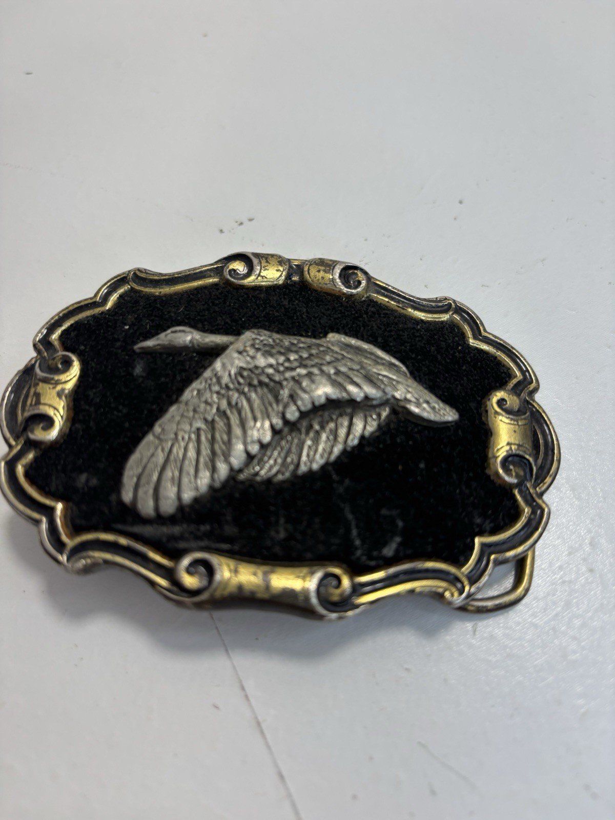 Vintage Canadian Goose  » Great American  » Brass/Fabric Belt Buckle # 5004