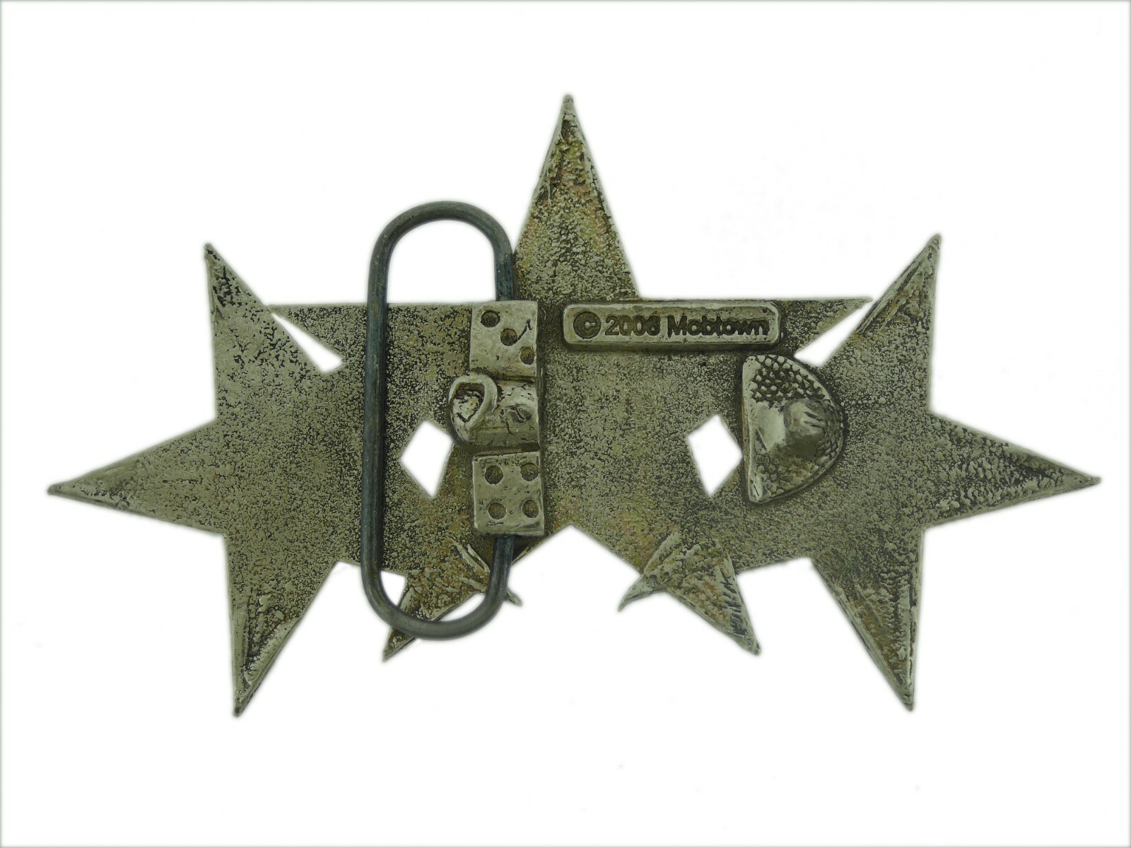 Triple 3 Tri Stars Belt Buckle Gothic Tattoo New Men Big Silver Chrome Metal