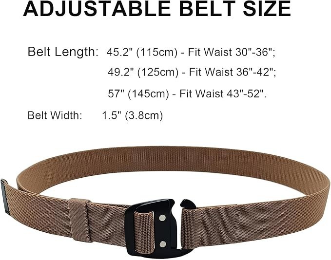 Tactical Stretch Belt for Men, 1.5&Prime; Military Work Rigger Elastic Nylon Hiking..