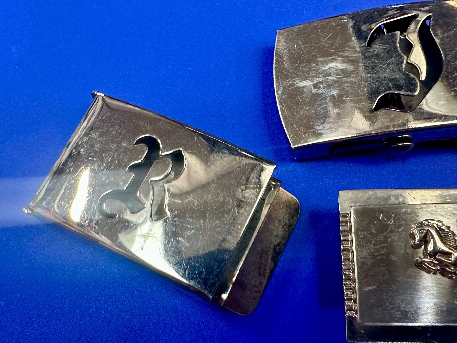 Lot of 3 Vintage slide dress style Belt Buckle&rsquo;s Letters Horse