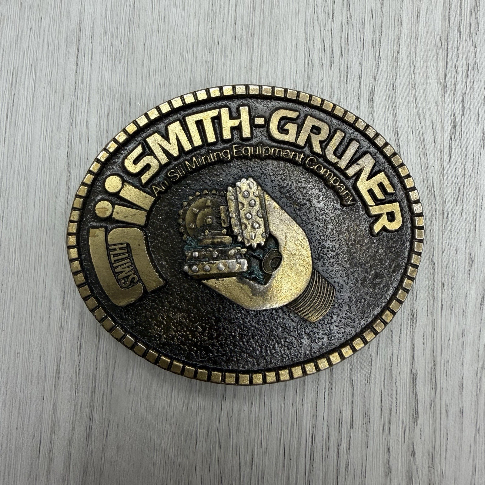 Smith-Gruner SII Mining Equipment Company Vintage Brass Belt Buckle