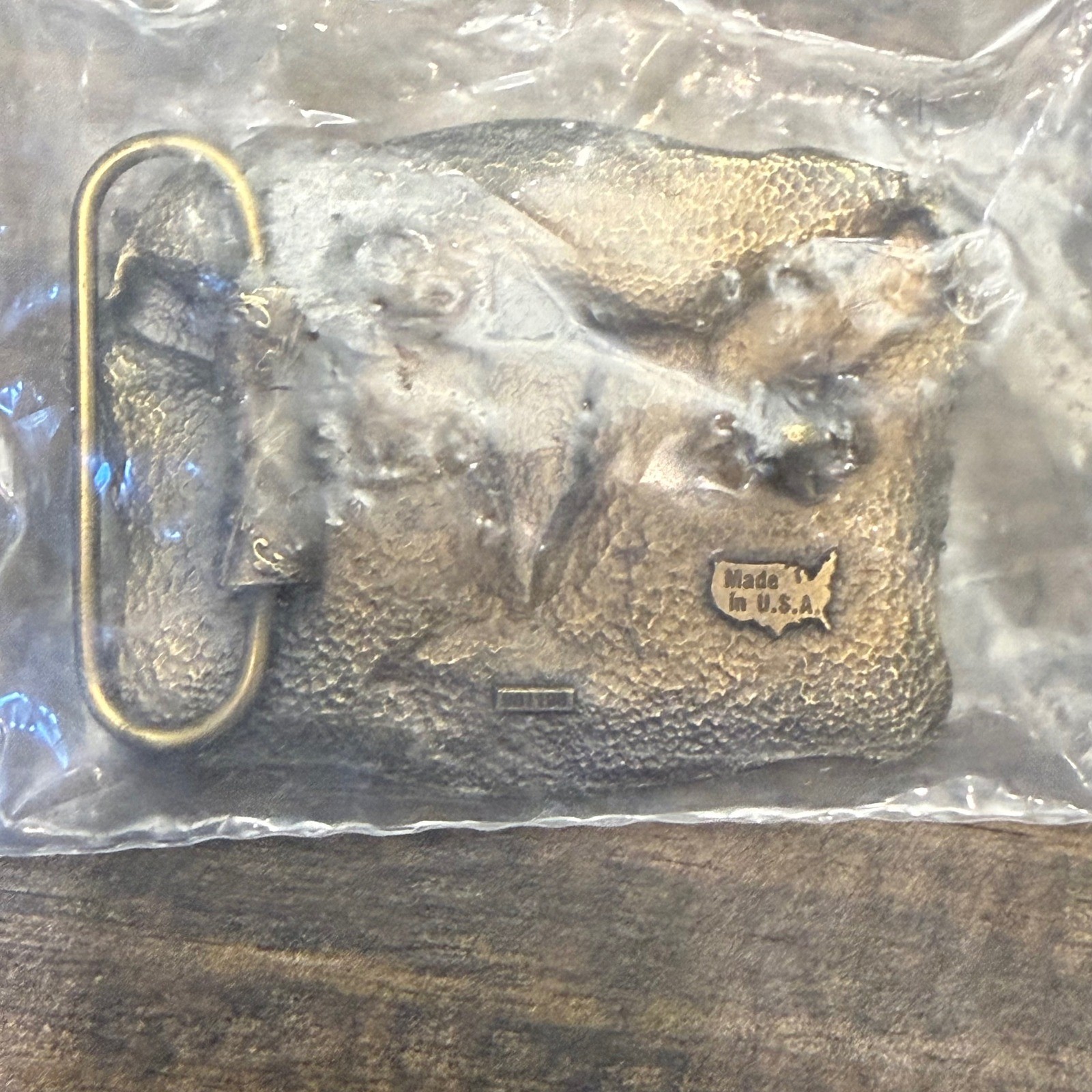 NRA Golden Eagles Belt Buckle Brass Tone Eagle Made in USA New in Bag, Vintage