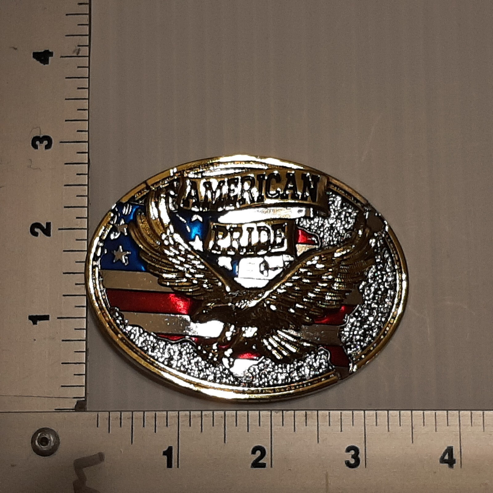 AMERICAN PRIDE / EAGLE & U.S.A. FLAG Metal Belt Buckle