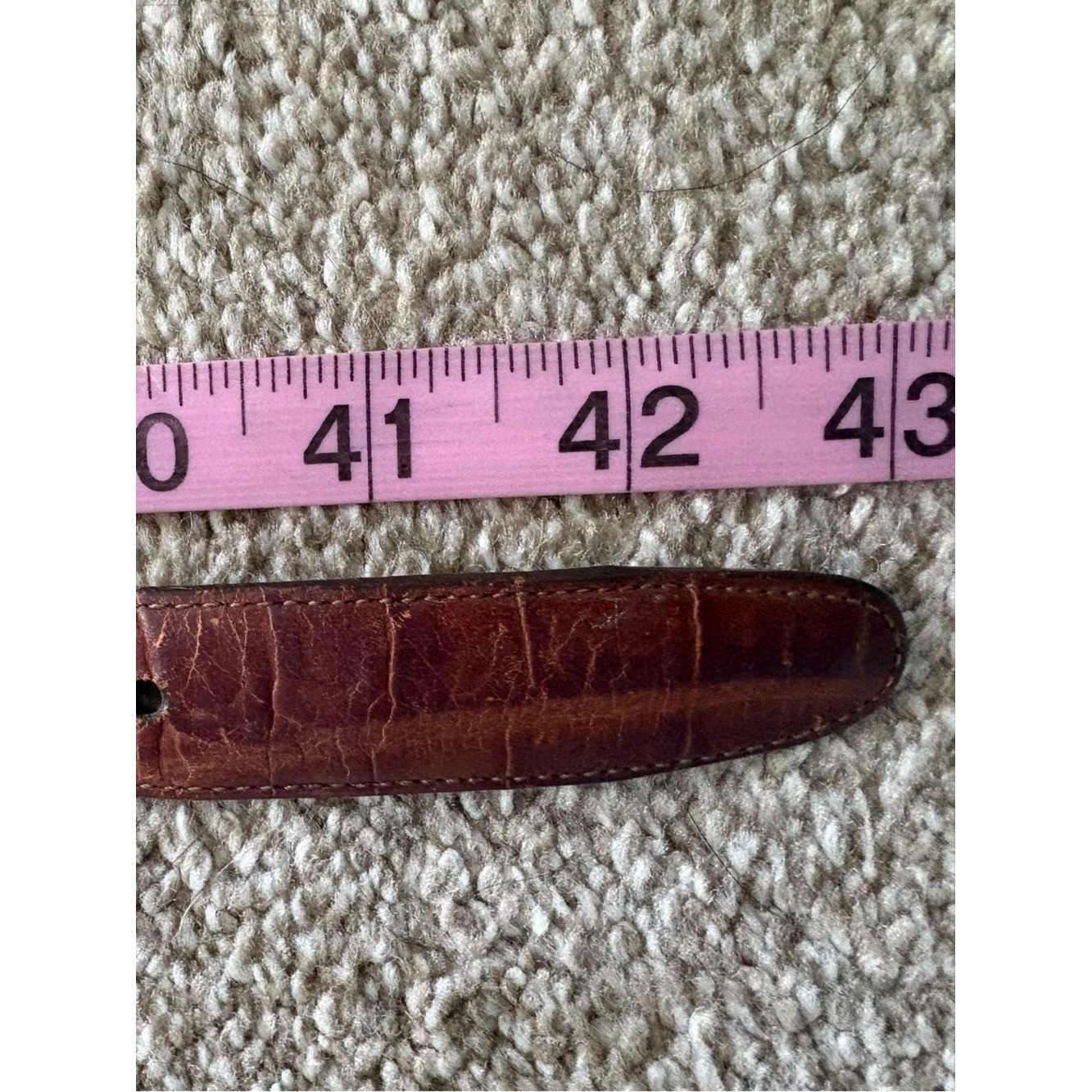 Vintage Brighton Brown Faux Croc Leather Textured Belt Gold Buckle Size 38 USA