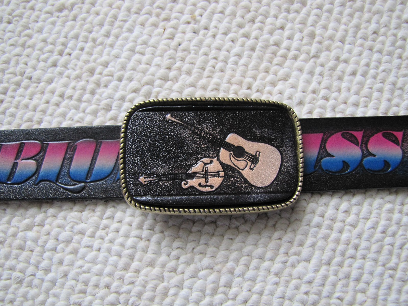 BLUEGRASS LEATHER Belt & MATCHING LEATHER Buckle cut to size NEW!