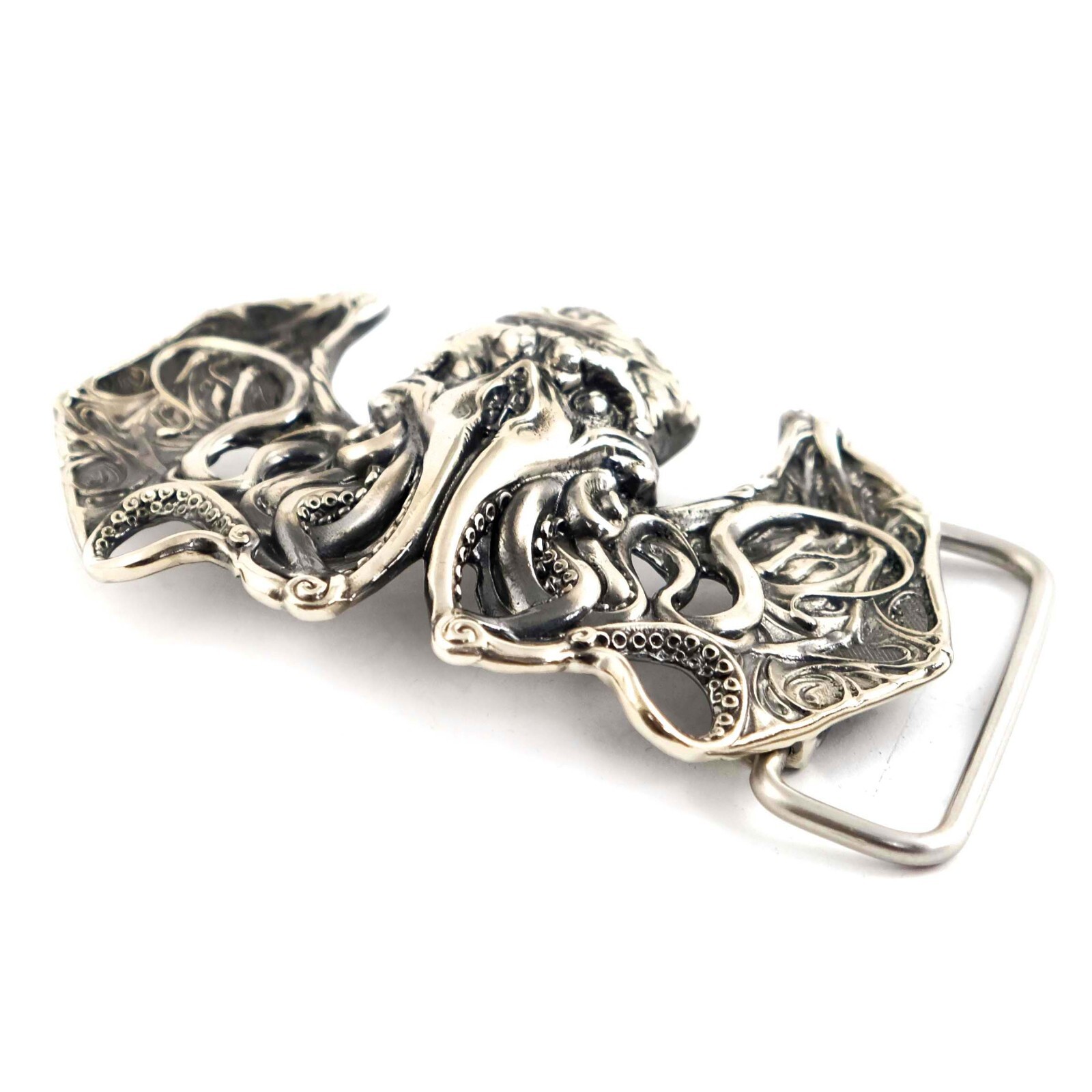 German silver belt buckle Cthulhu, Cthulhu Myths belt buckle, Skull buckle