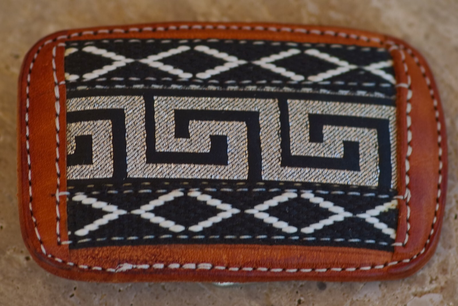 BELT BUCKLE Leather Cowboy Aztec Style High Quality Handcrafted in Mexico
