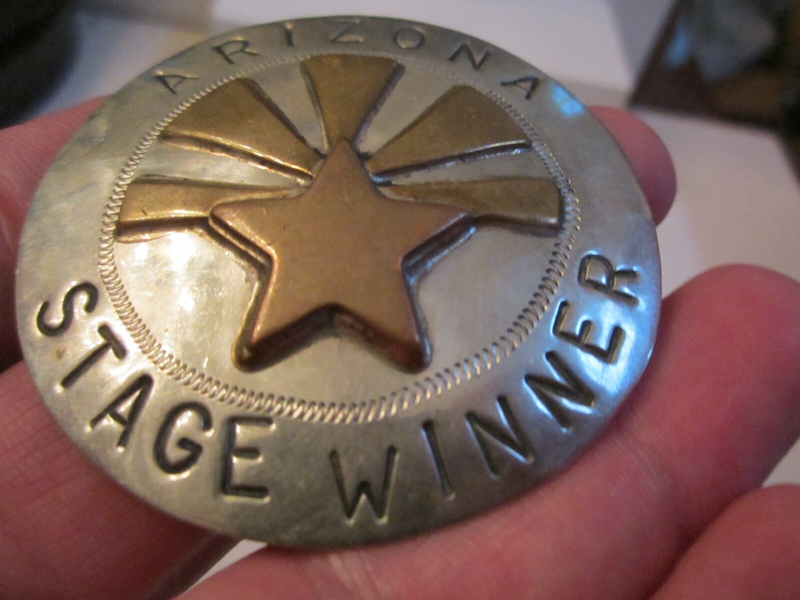 VINTAGE ARIZONA STAGE WINNER SCARF BUCKLE HAND MADE SILVER PLATED – BBA-4