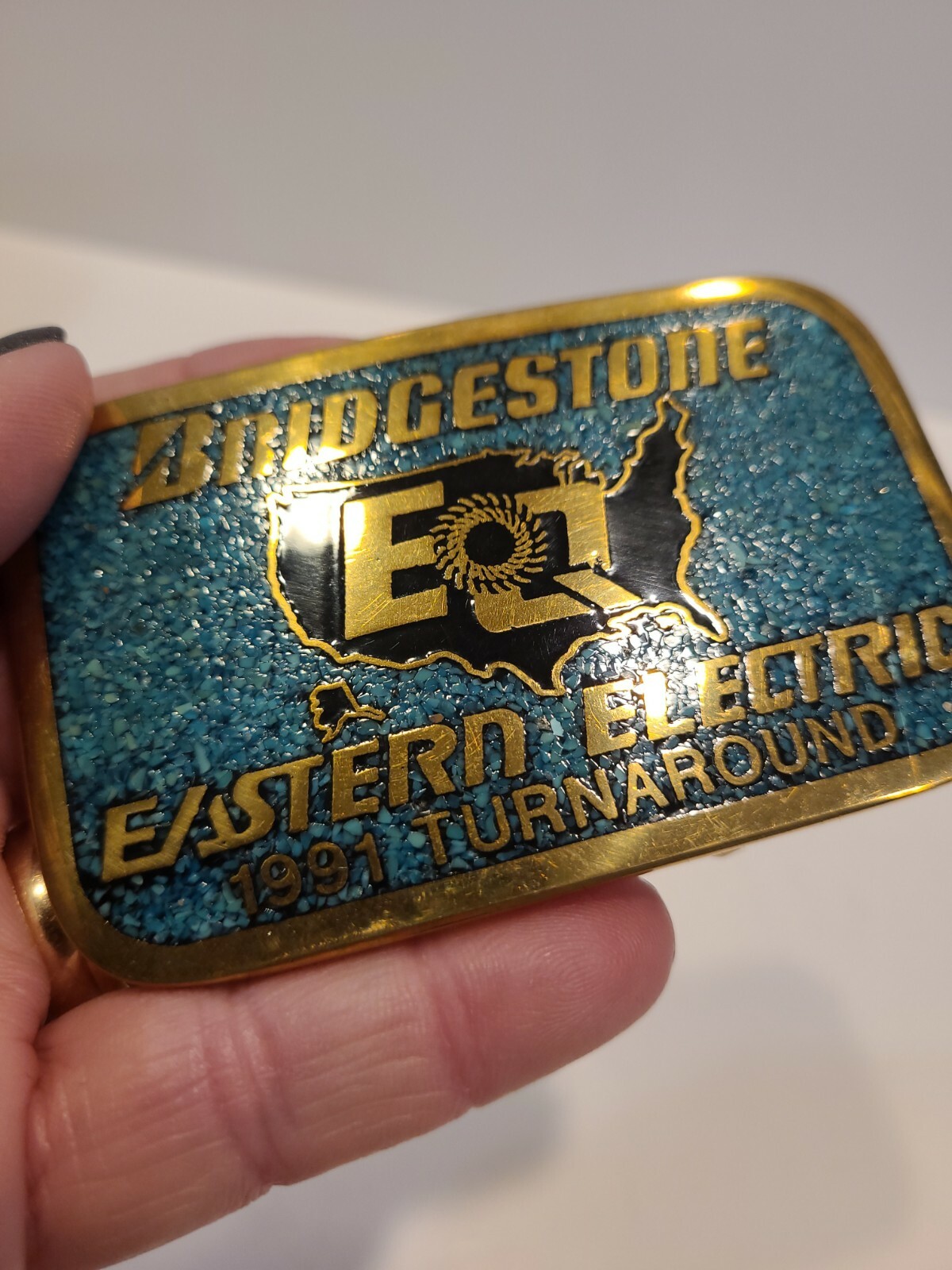 Bridgestone DynaBuckle Eastern Electric 1991 Turnaround Heavy Metal Belt Buckle