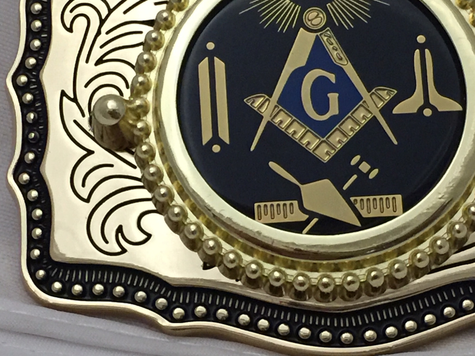Masonic Symbols Belt Buckle Western Style Black and Gold (W167)