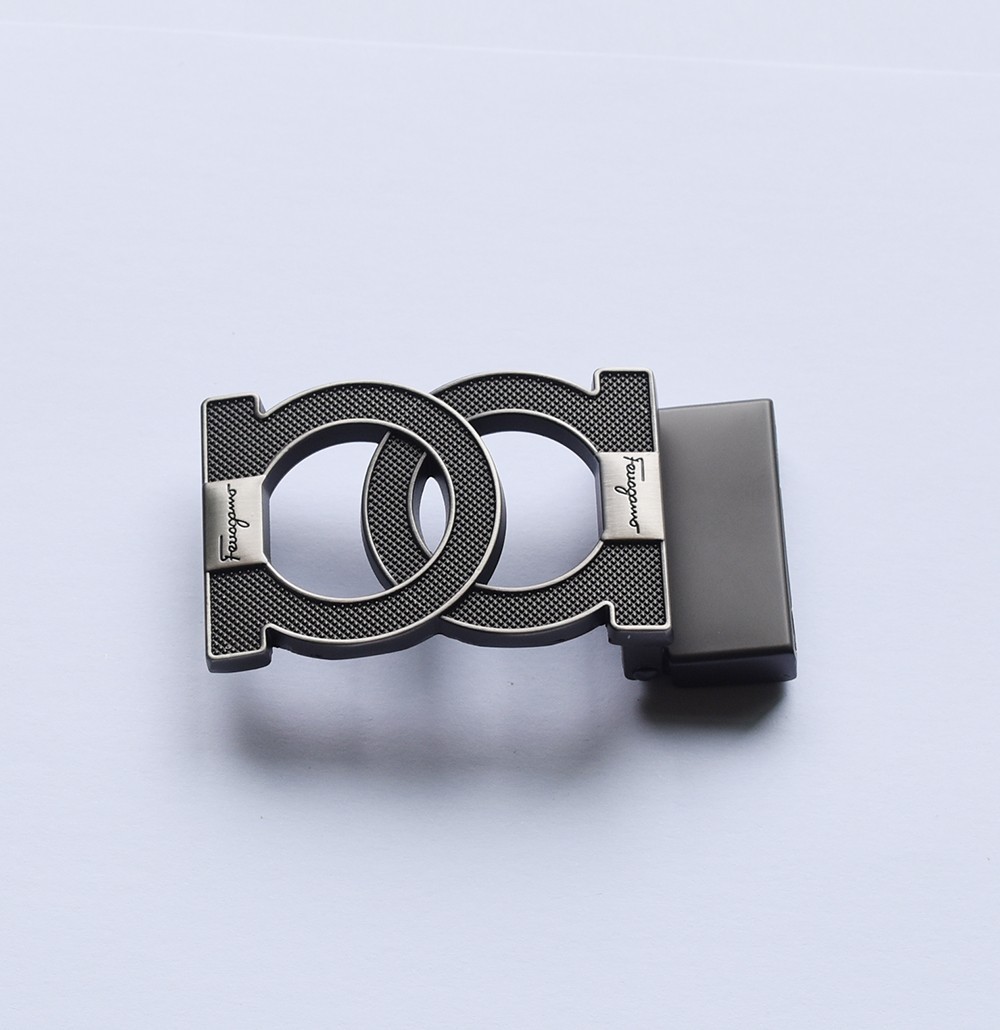 Ferragamo Men&rsquo;s Belt Buckle gray grid pattern texture Fits Belt Width 1.38in