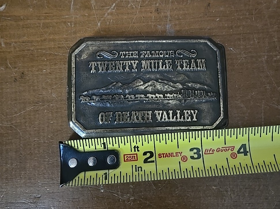 US Borax 1985 The Famous Twenty Mule Team of Death Valley Mining Belt Buckle