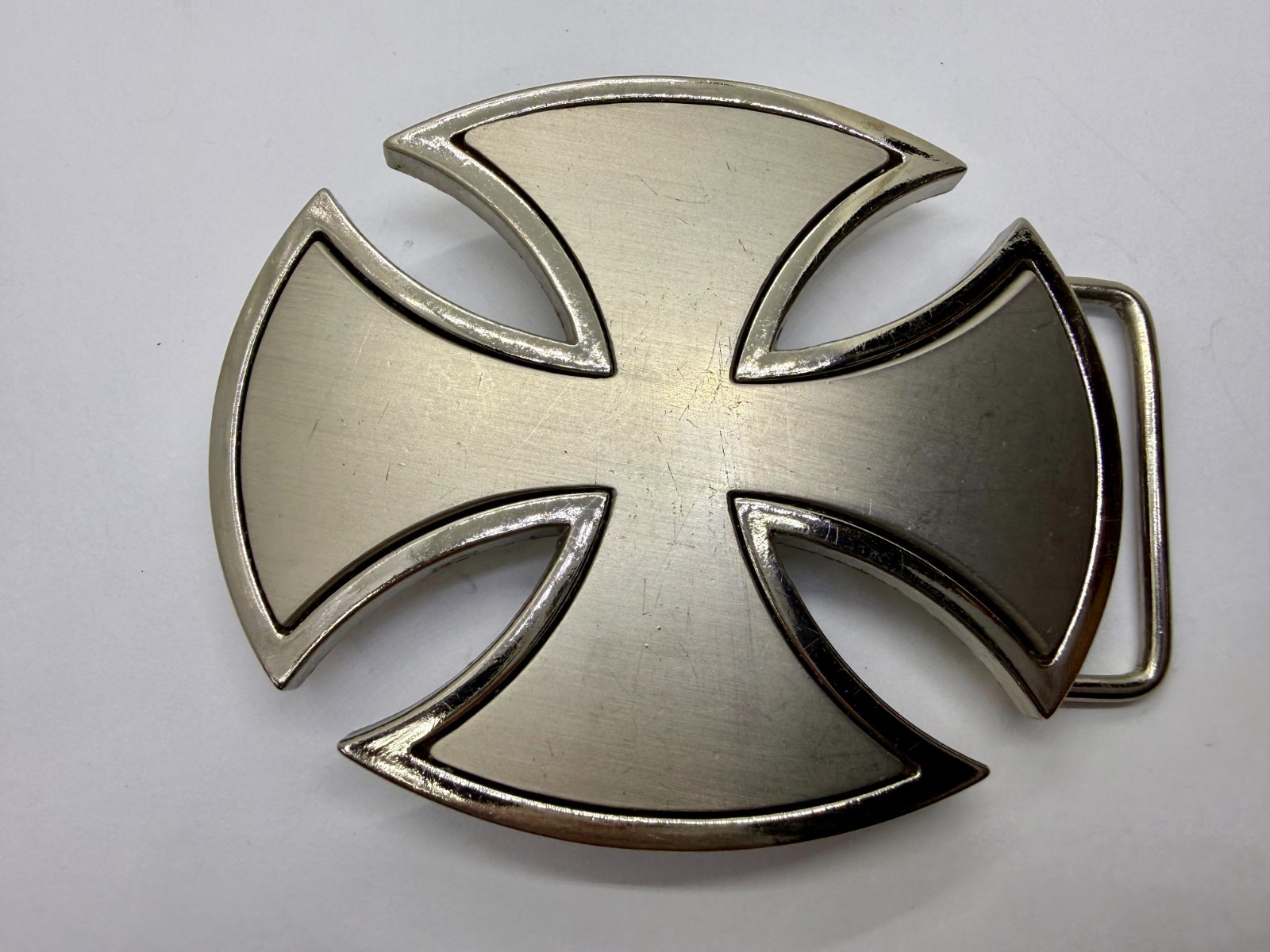 Maltese Celtic Iron Cross Gothic Punk Biker Vibe Cutout Outlined Belt Buckle