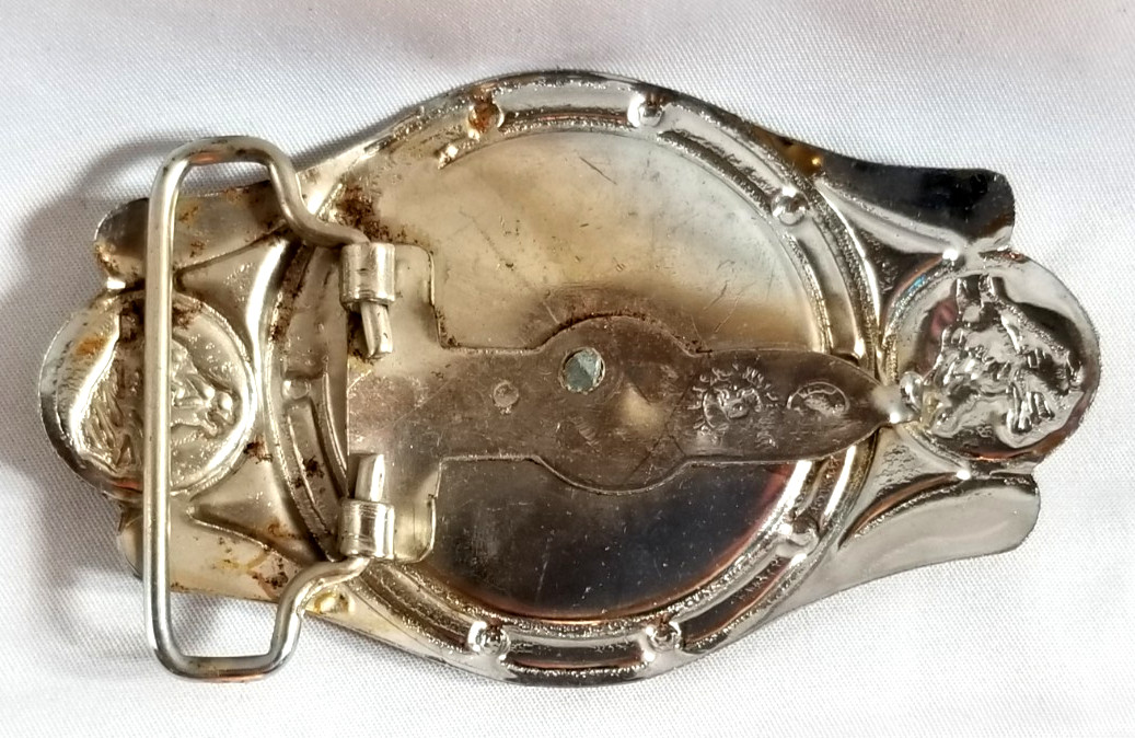 VTG 1970s Imperial Hebillas Belt Buckle w Western American Eagle Flag 2&Prime; Belt