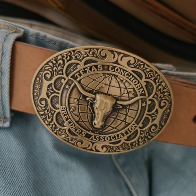 Men&rsquo;s pure brass smooth buckle belt headChinese zodiac ox belt head plate buckle