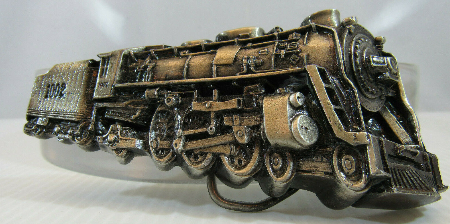 Locomotive Belt Buckle Vintage Brass Bergamot 1978 USA 4&Prime;w VG Pre Owned b21