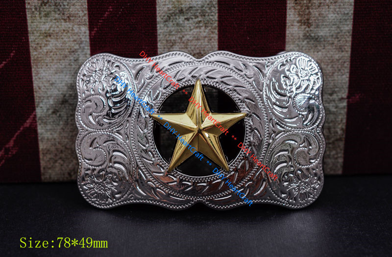 WESTERN COWBOY LONG HUGE SLIVER GLOD TEXAS RANGER STAR RODEO TROPHY BELT BUCKLE