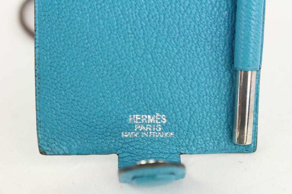 Hermès Blue Chevre Mini Note Cards with 925 Silver Pencil 1012h27