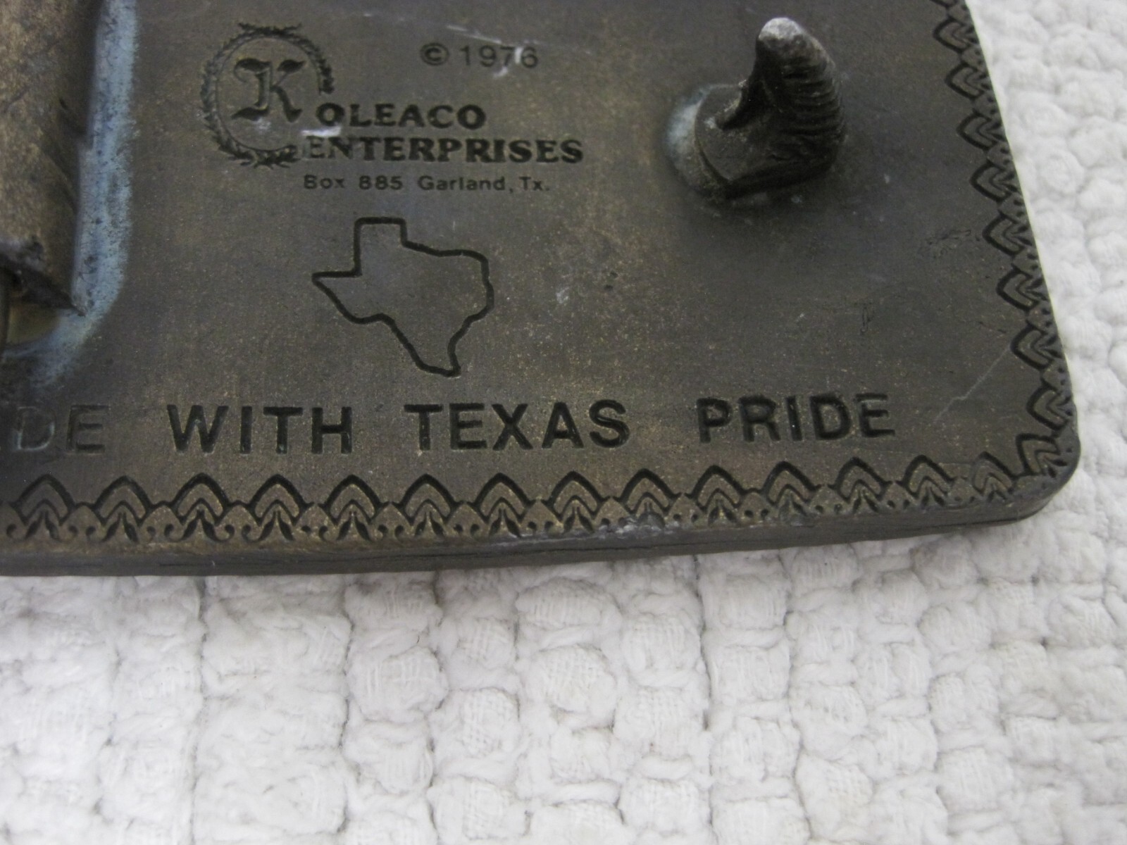 1976 Koleaco Michelob Beer Anheuser Busch Inc Brass Green Lacquer Belt Buckle