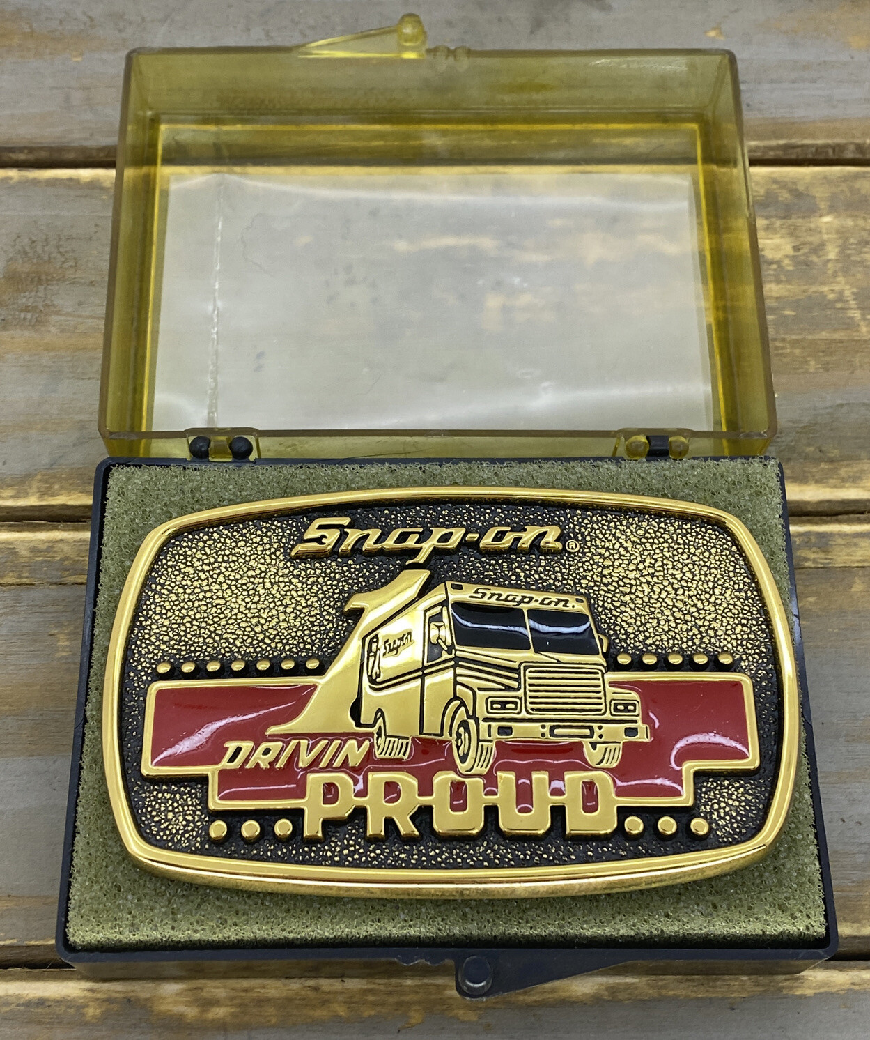 VTG Snap On Tools Solid Brass Box Truck Drivin Proud Belt Buckle BTS Mechanic