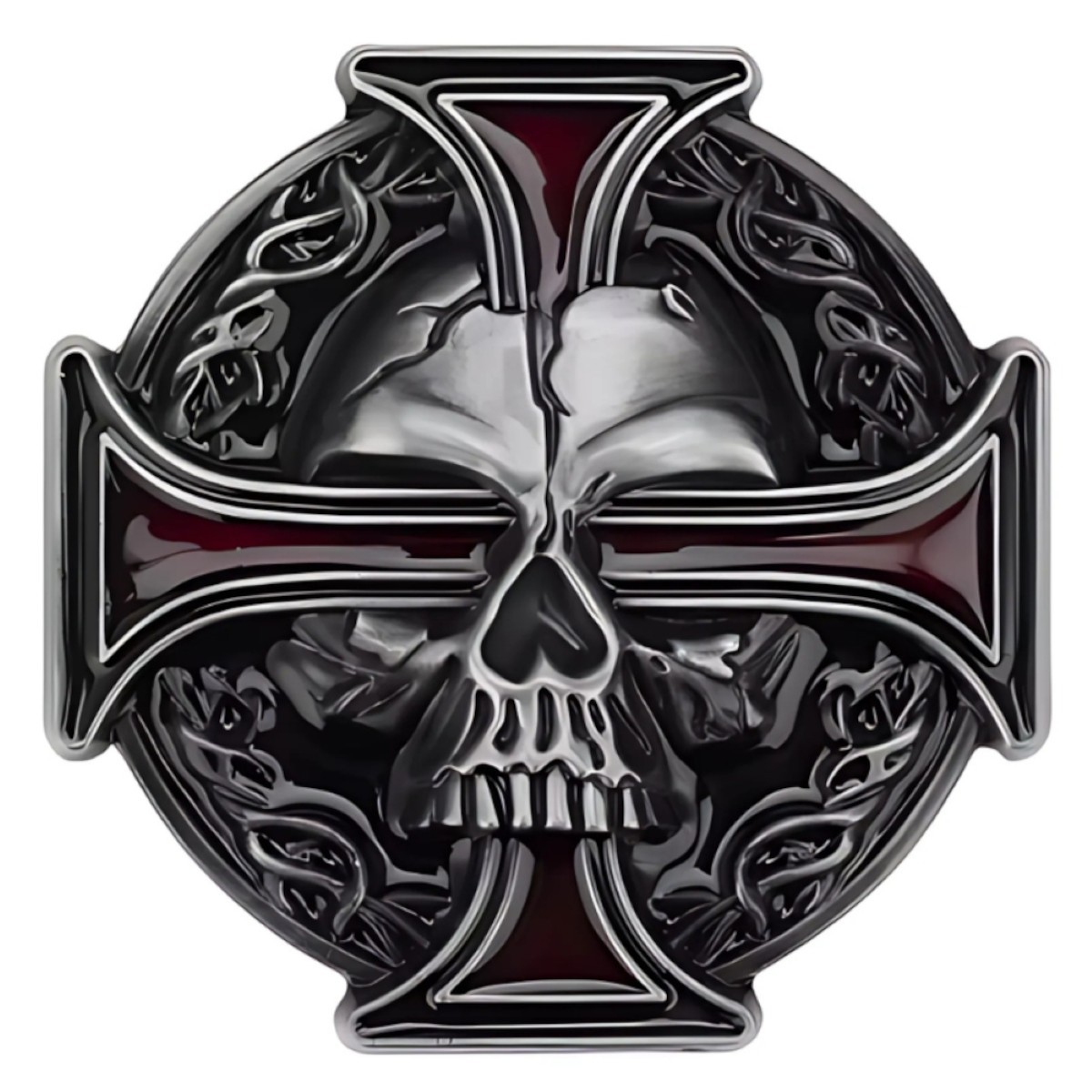 Cross and Skull Buckle and Belt Set, Classic Rock Biker Accessory
