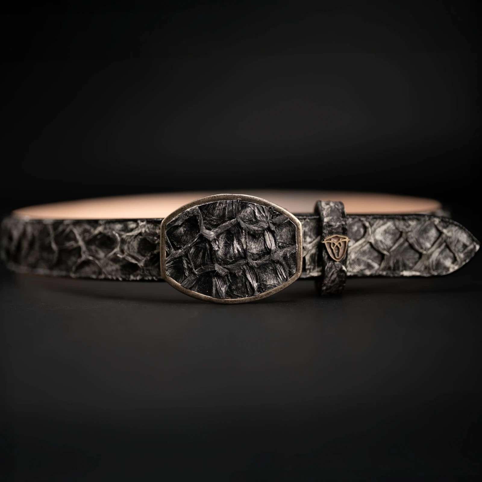 Genuine Exotic Pirarucu Monster Fish Western Belt with Removable Buckle – Rustic