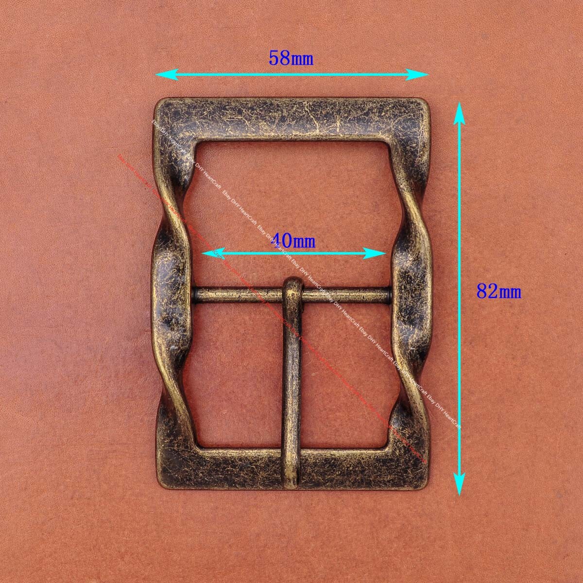Vintage Retro Brass Leathercraft Twist Center Bar Leather Belt Buckle Inner 40mm