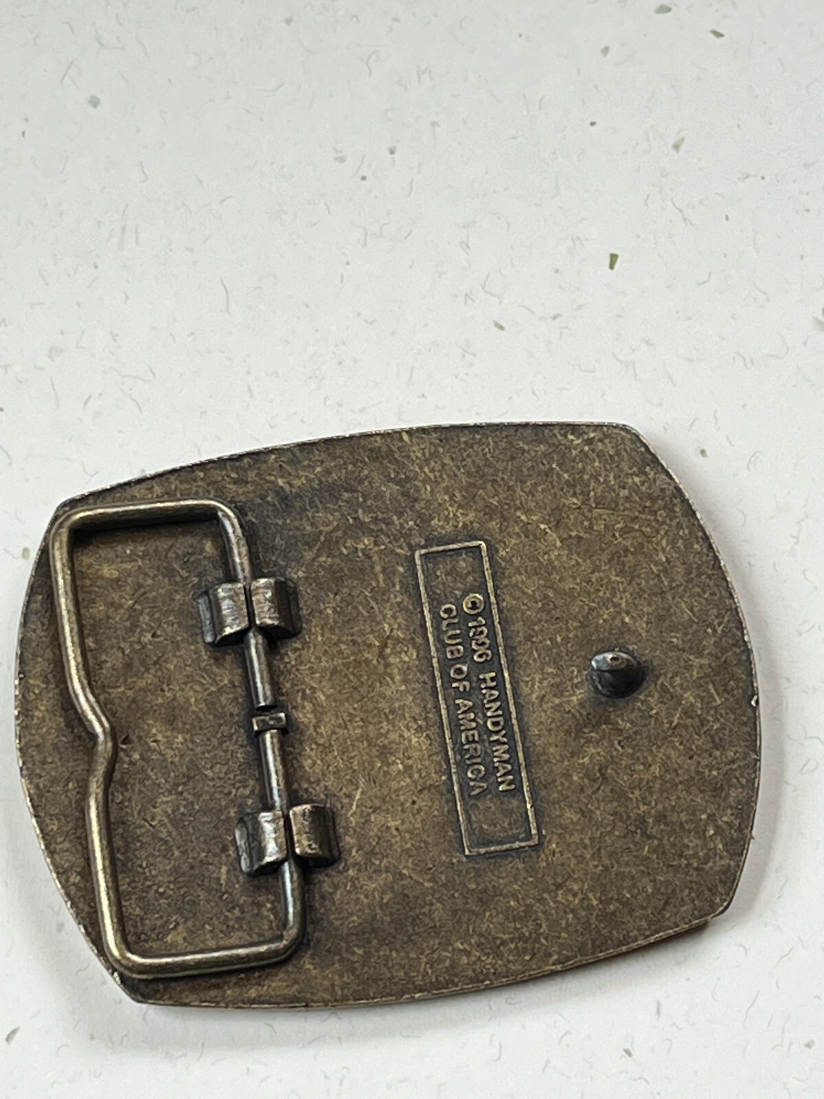 1996 Handyman Club of America Antique Goldtone Metal Belt Buckle – 3 x 2 and 3/8
