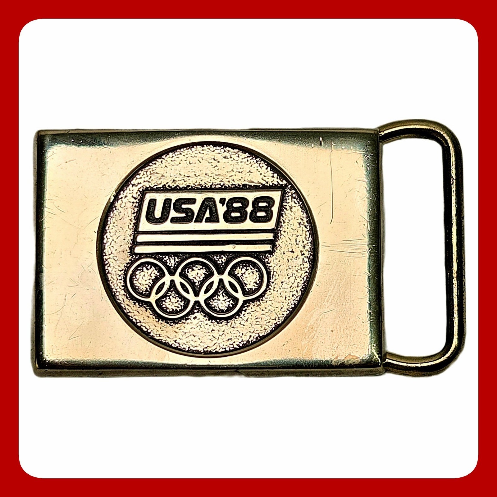 Vintage 1988 USA Olympic Games Solid Brass Belt Buckle BTS Collectible Accessory