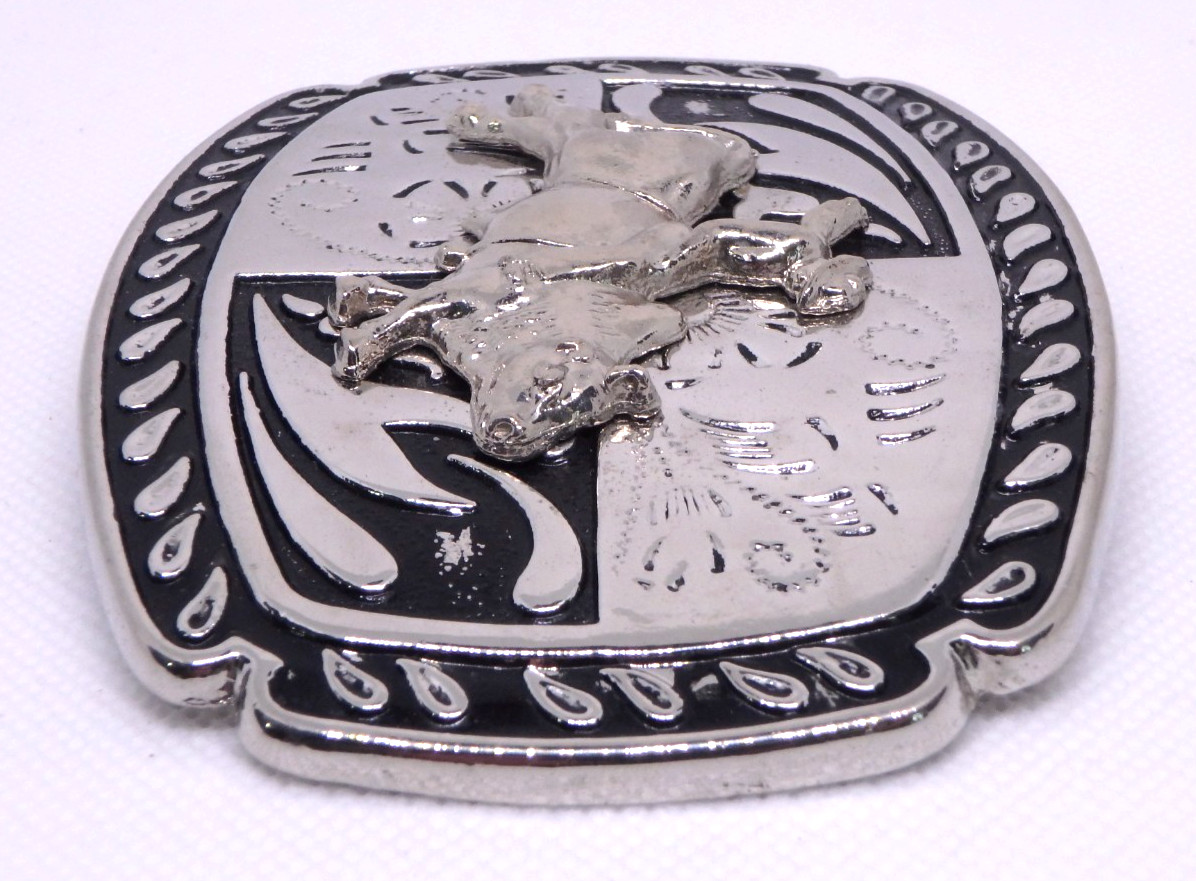 Bull Rider Cowboy Rodeo Western Silver/Black Tone BELT BUCKLE / New