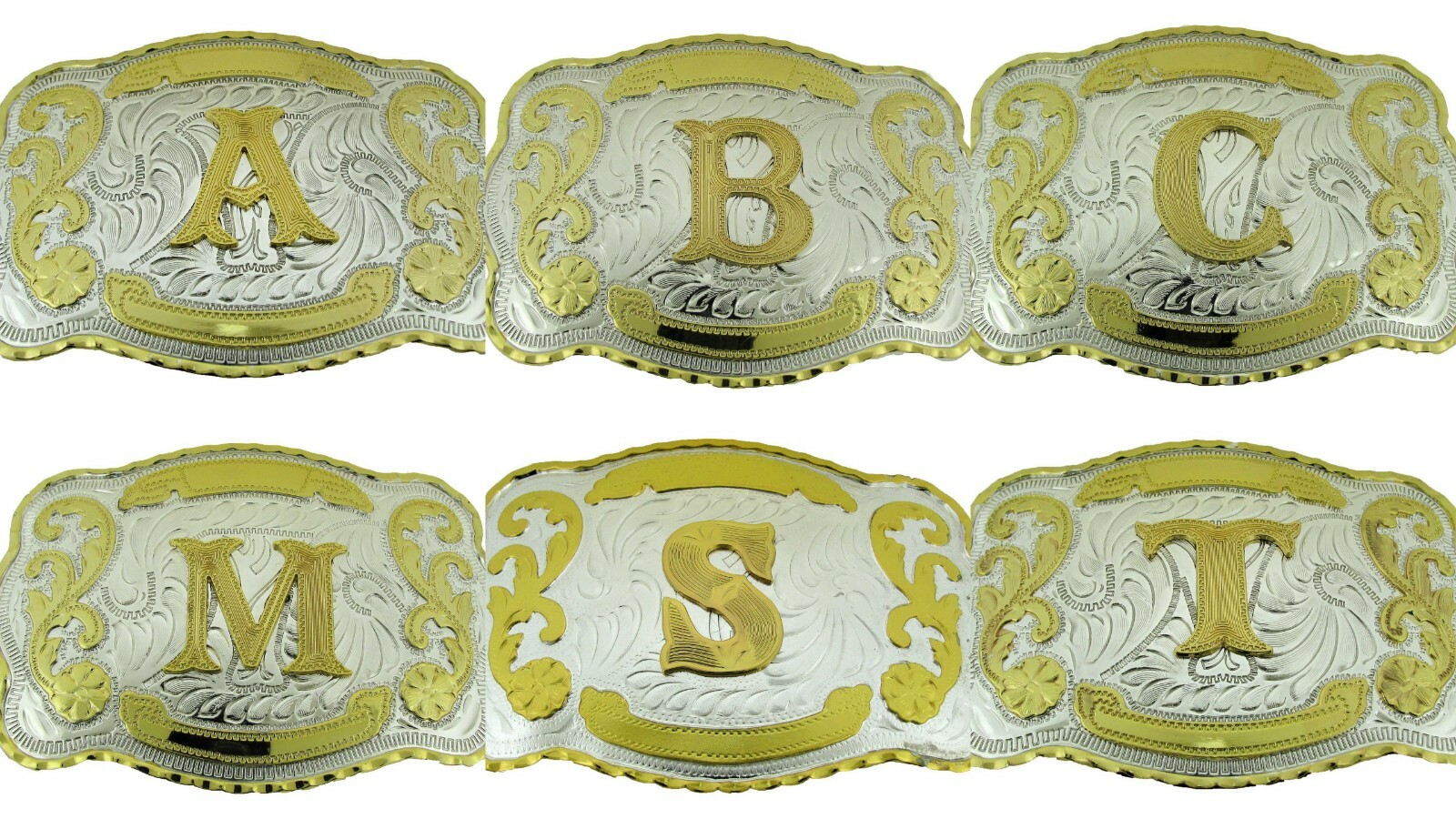 Initial Letter A to Z Gold Silver Metal Mens Belt Buckle Western Rodeo Cowboy