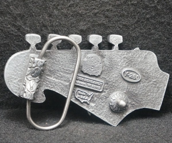 XA11166 VINTAGE 2005 ***GUITAR HEADSTOCK*** INSTRUMENT ARTWORK MENS BELT BUCKLE