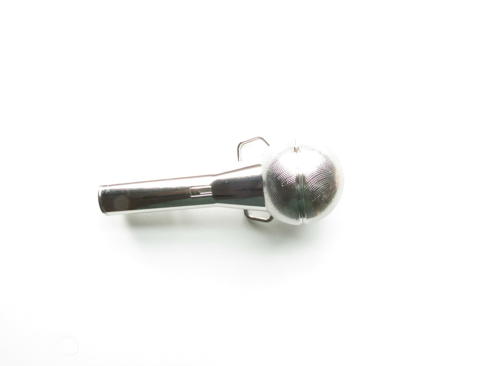 MICROPHONE BELT BUCKLE, ZINC ALLOY, SILVER/CHROME COLOR, 5&Prime; X 2&Prime;, 3D SCULPTED