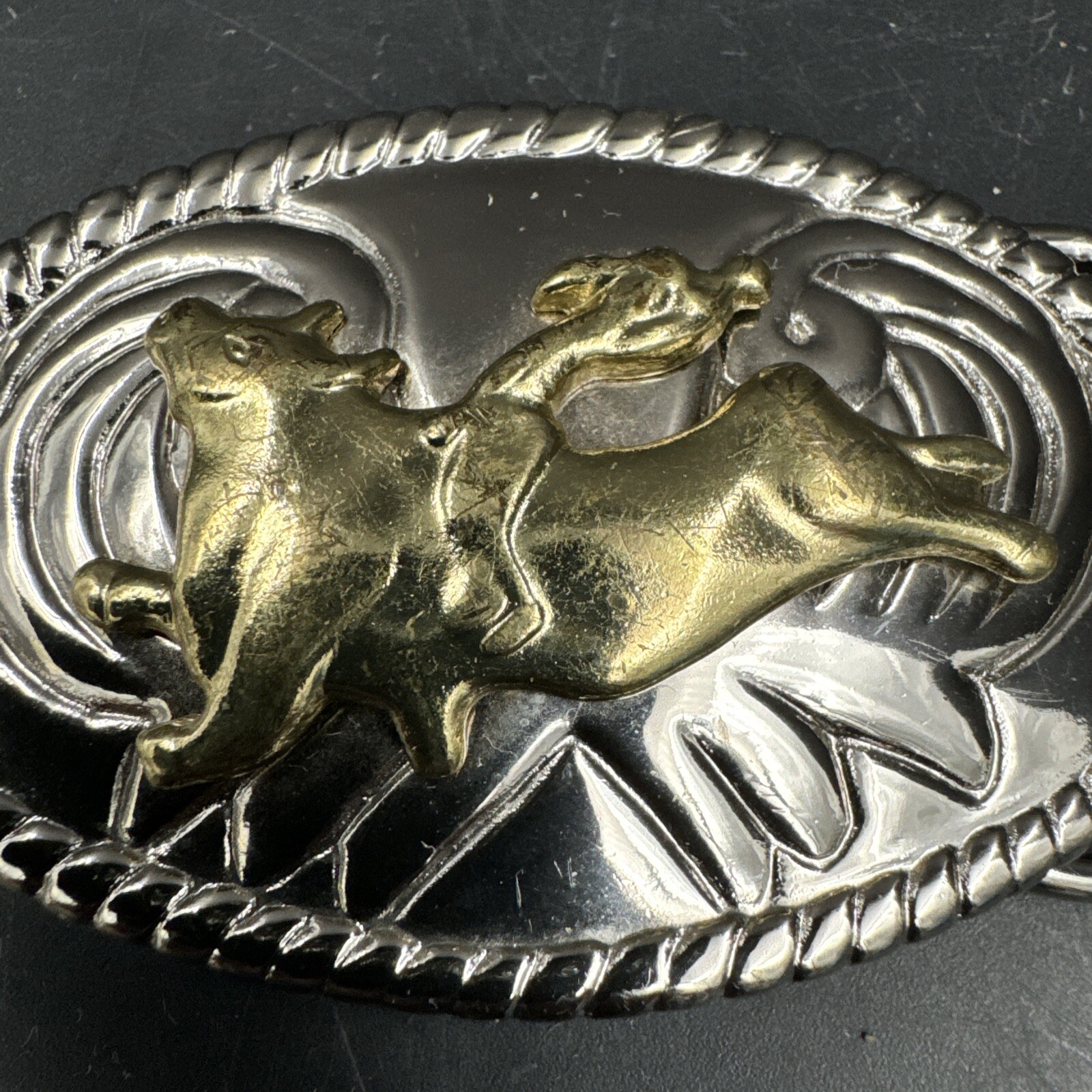 Rodeo Cowboy Bull Rider Riding Silver Gold tone 3&Prime; Mens Womens Belt Buckle