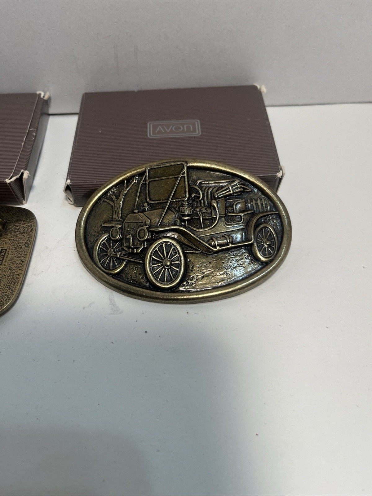 Antique Car Belt Buckle Avon Vintage Model T Brass And Airplane Buckle 1331