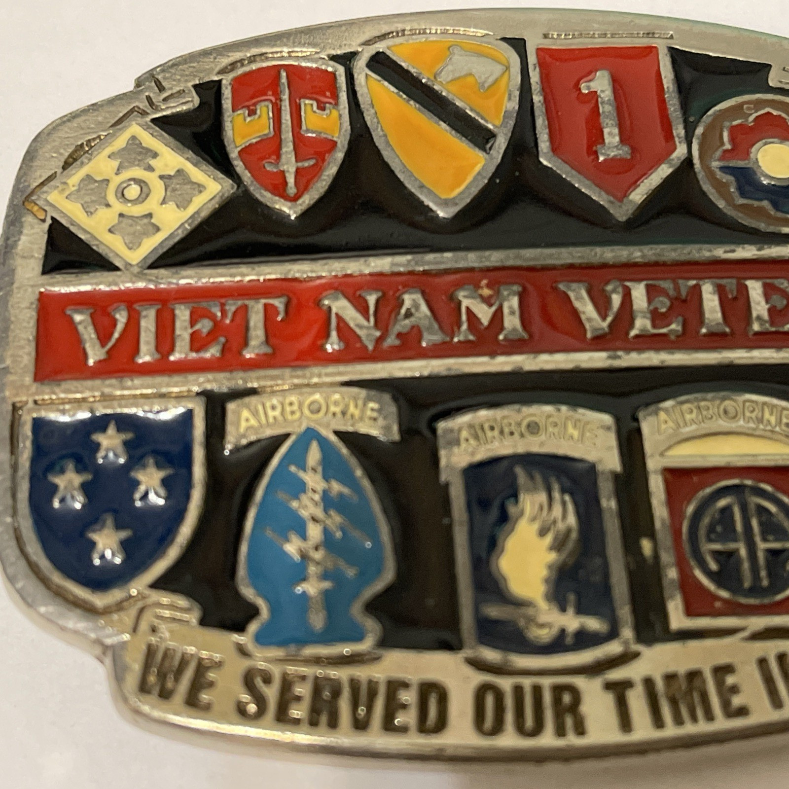 US Airborne Vietnam War Veteran Belt Buckle Made USA We Served Our Time In Hell