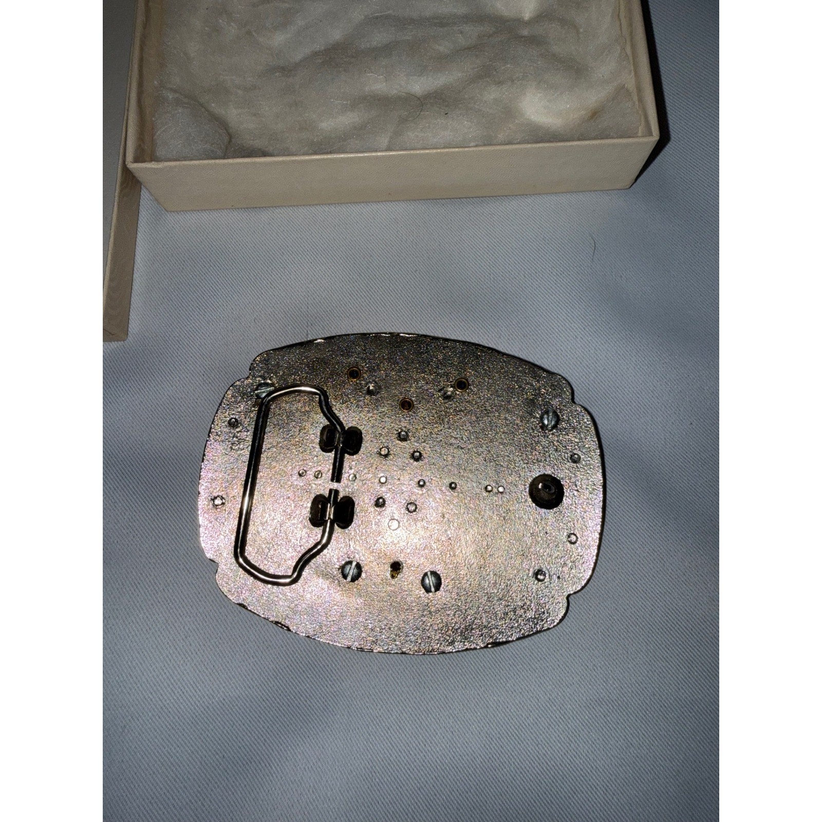 Vintage Bicentennial Eisenhower Silver Dollar Belt Buckle Turquoise Coral Stone