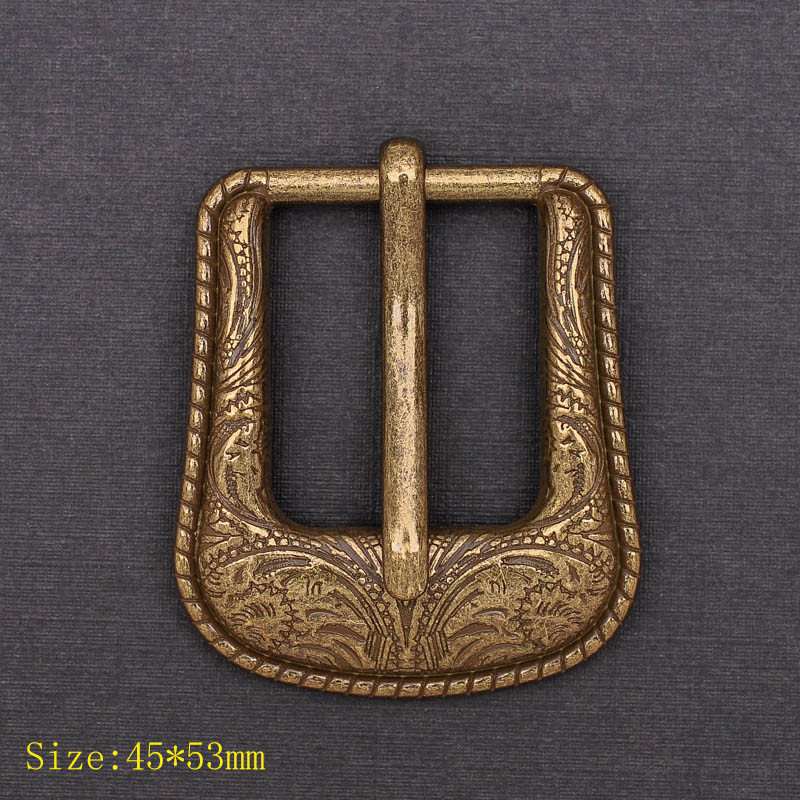Vintage Copper Western Flower Engraved Cowboy Belt Pin buckle For 1&Prime; Belt Strap