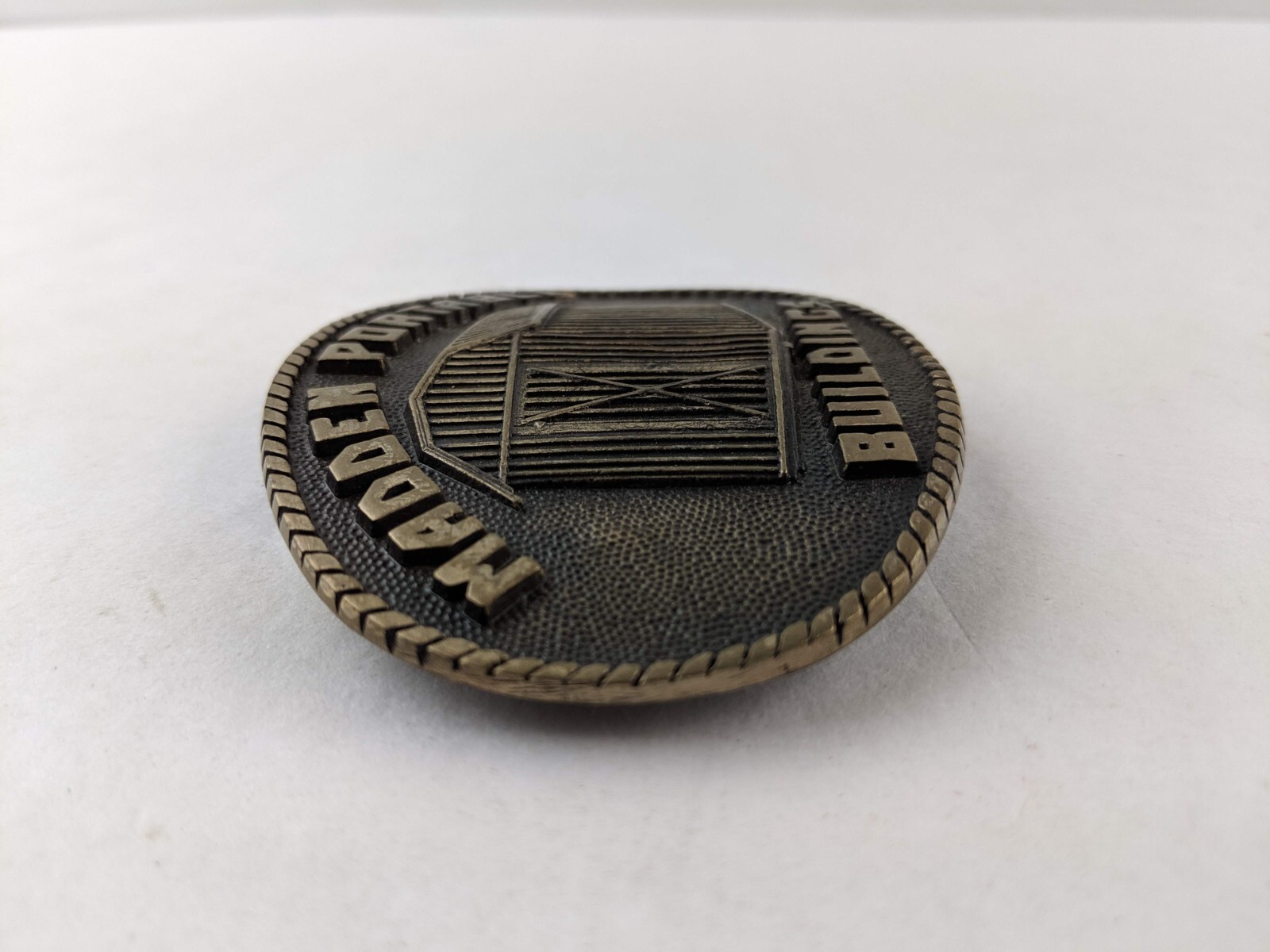 Vintage Madden Portable Buildings Solid Brass Belt Buckle Handmade Classic