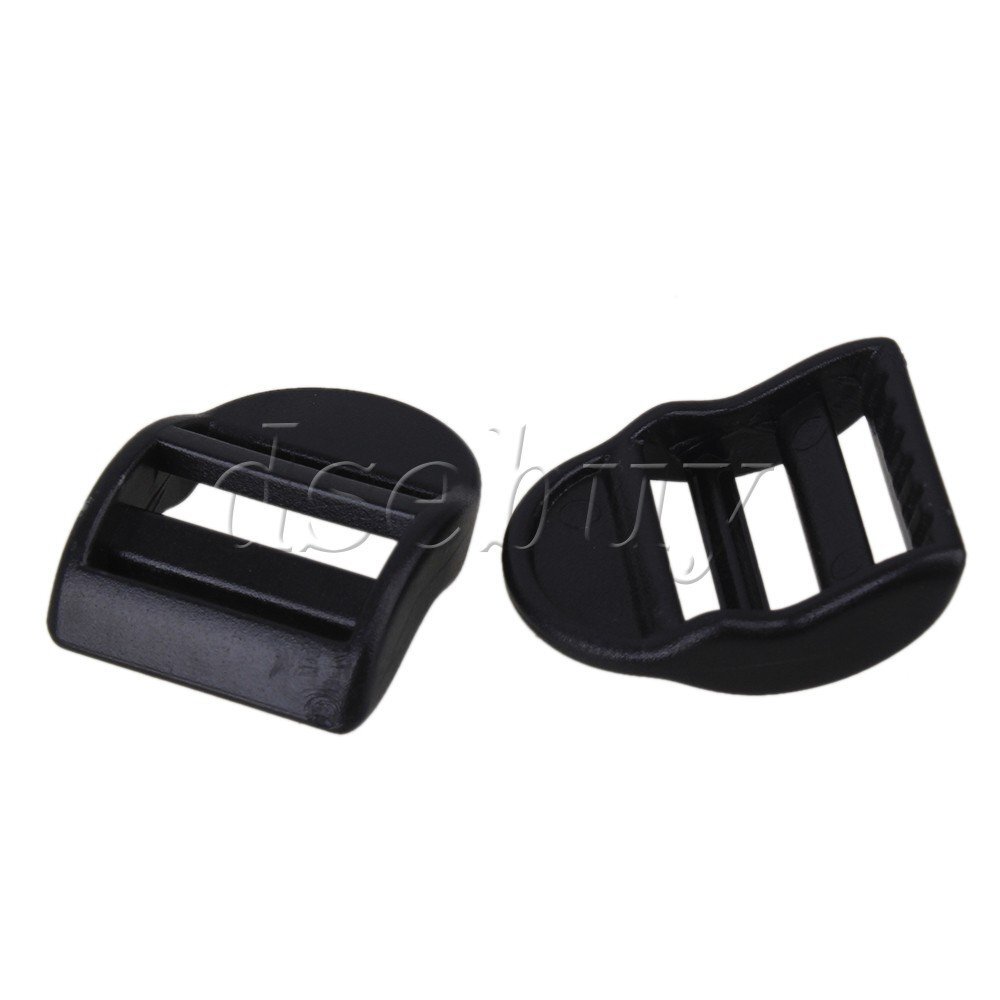 20pcs Plastic Slider Buckles Backpack Straps Webbing 20mm Black