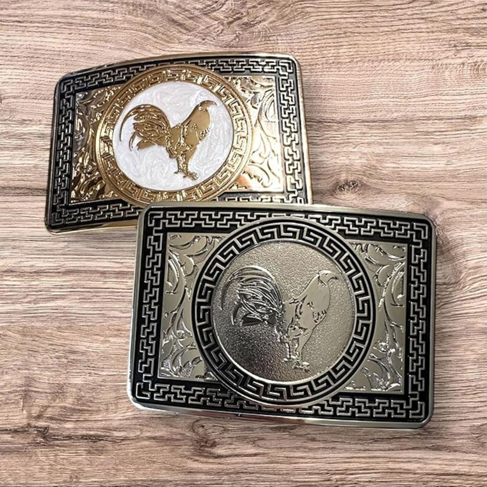 ROOSTER BELT BUCKLE 4.5&Prime; GOLD & SILVER METAL WESTERN FASHION NEW #EH13082
