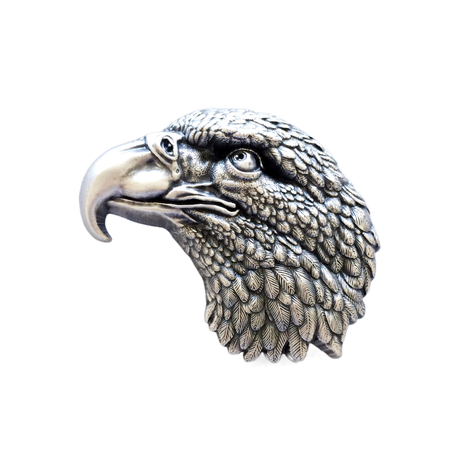 Vintage Silver Plated Eagle Head Western Belt Buckle