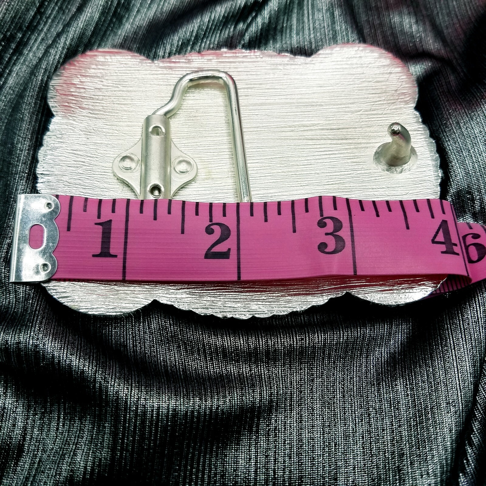 Western belt buckle 3.5×4 inches red and silver