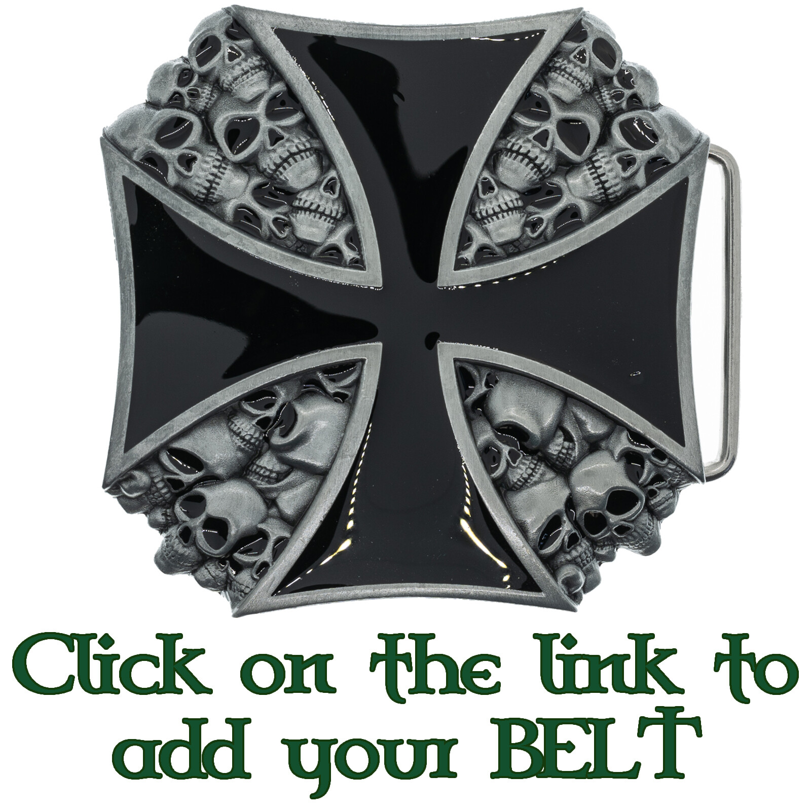 Iron Cross Skull Belt Buckle Biker Metal Gothic Maltese Tattoo Skeleton