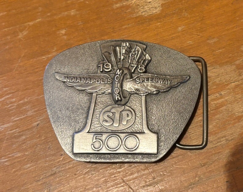 STP PIT BADGE Indianapolis 500 Motor Speedway Brass Belt Buckle-1978 #’ed/500