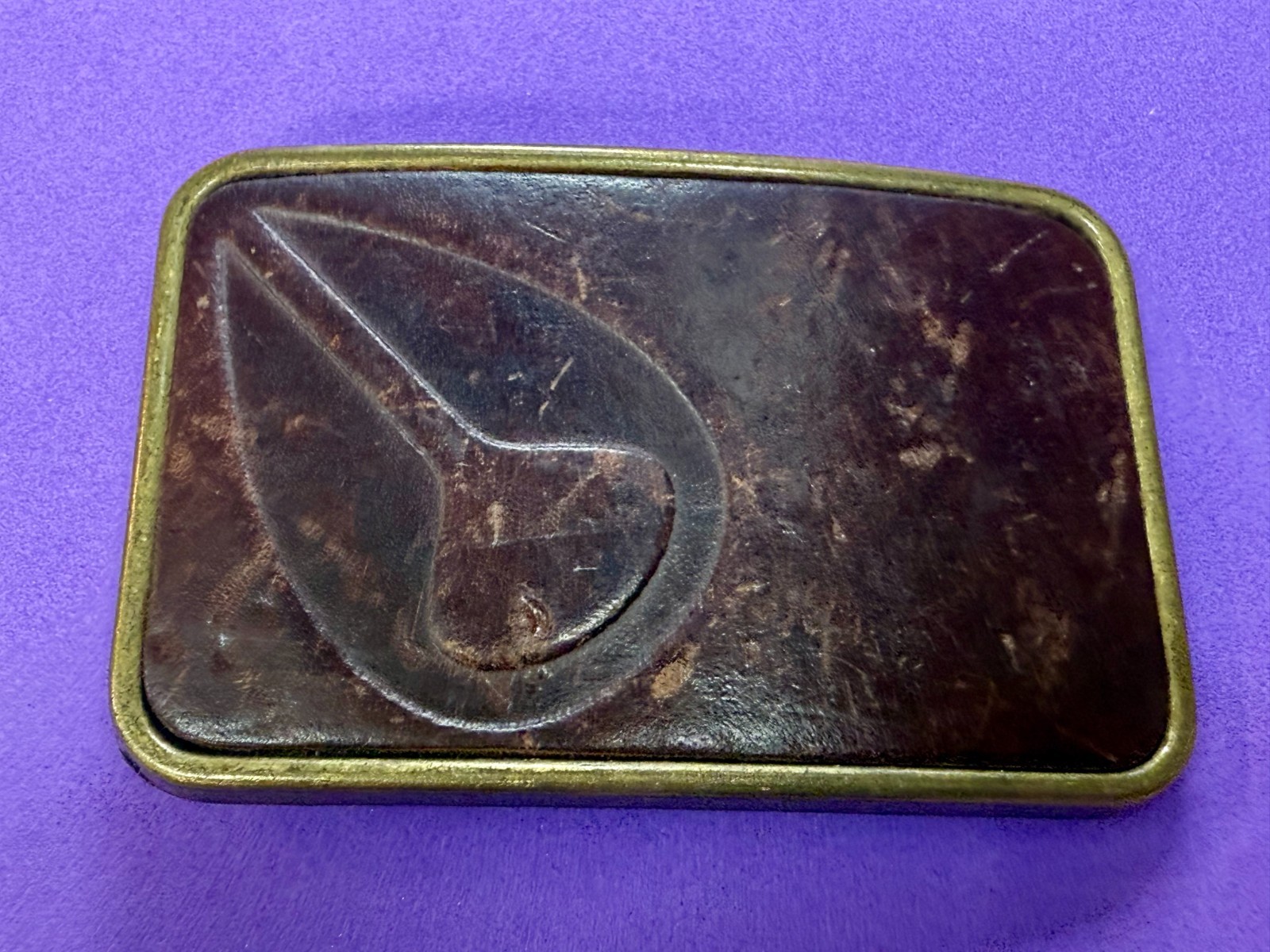 Nixon Logo Embossed on Leather Vintage Advertisement Promotional Belt Buckle