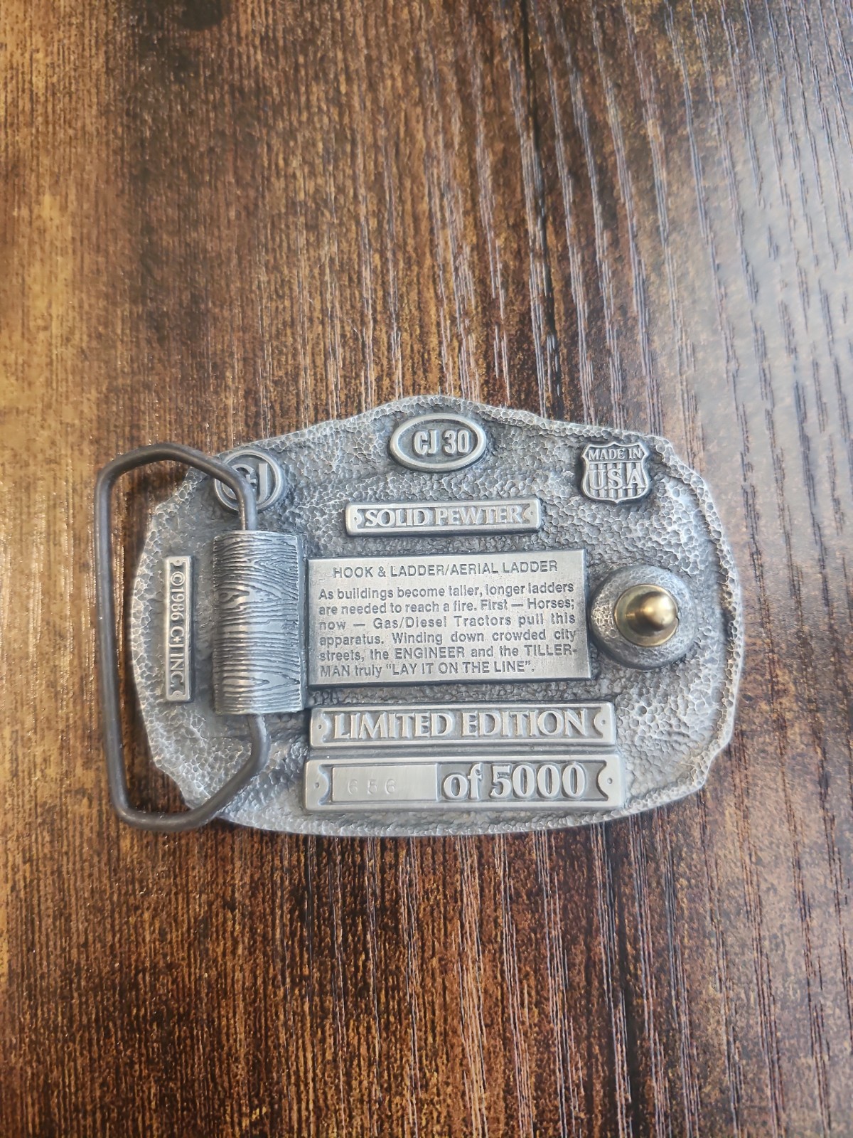 Hook And Ladder Fire Engine Truck Metal Belt Buckle Limited Edition