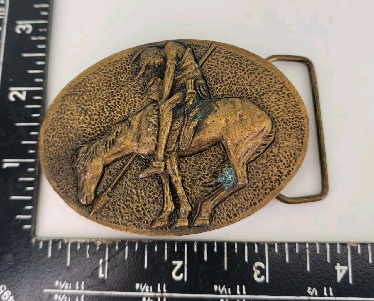 Vintage Native American Belt Buckle Spec Cast Denver CO 1981 Brass